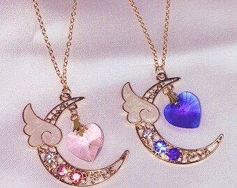Beauty Gift Thailand Golden Purple Decorative Illustration Necklaces Pendant Retro Moon Stars Jewelry