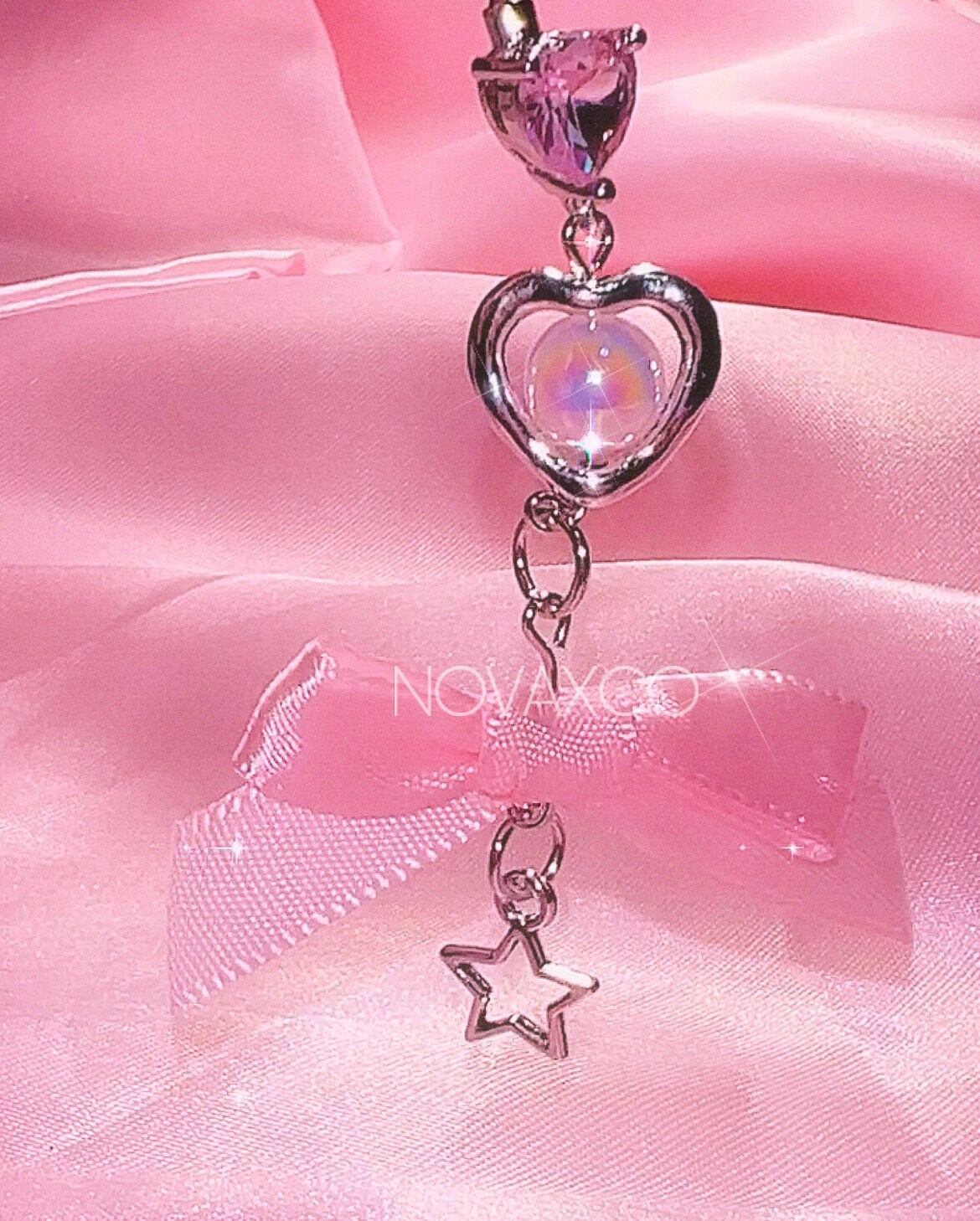 Coquette Baby Pink Ribbon Bow Belly Ring