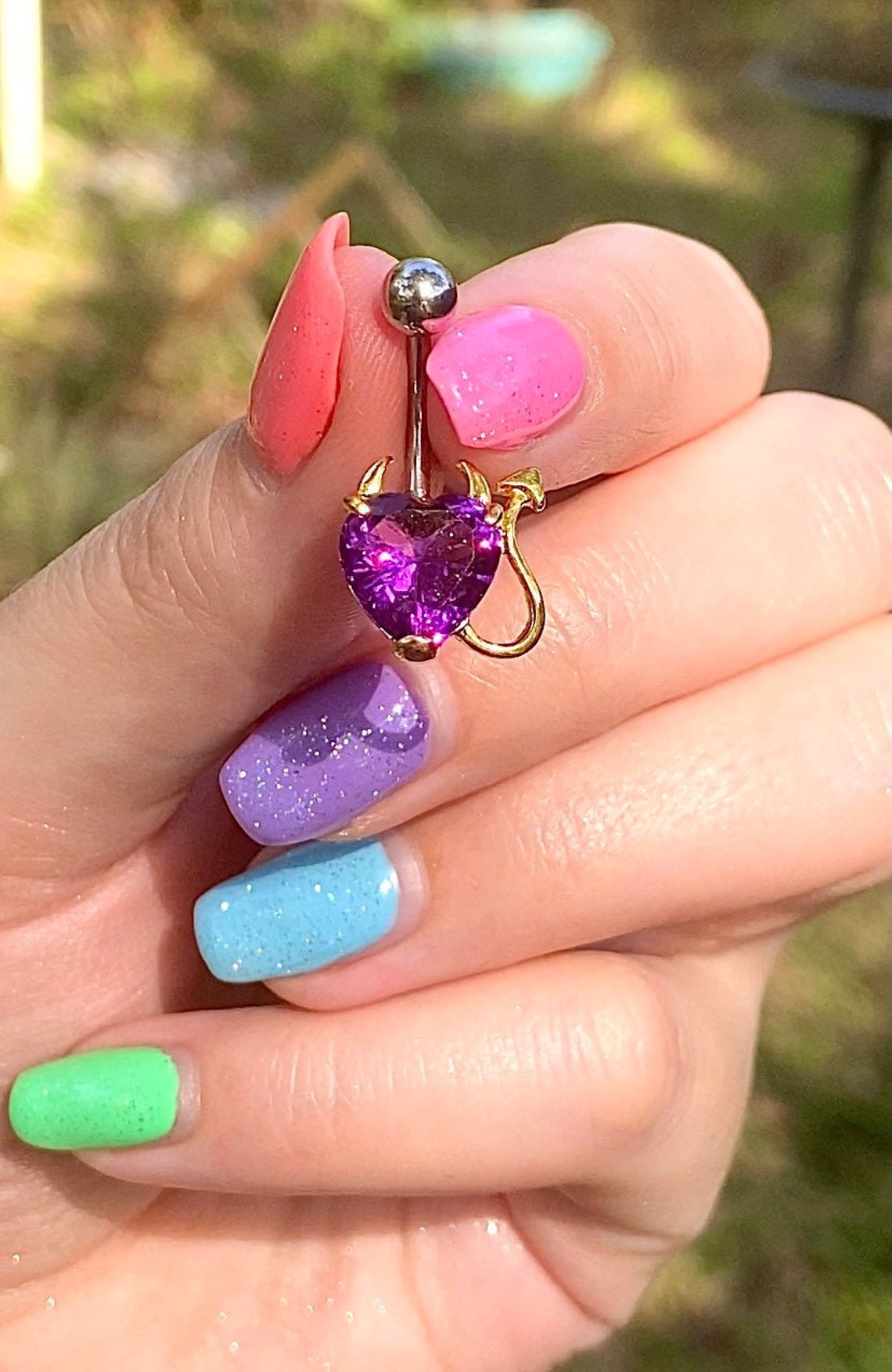 Devil Heart Belly Button Ring Y2K 2000s Sparkly Cute Body Etsy