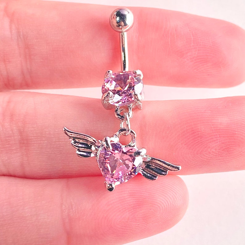 Angel Heart Belly Button Ring Y2K 2000s Sparkly Sexy Body Etsy