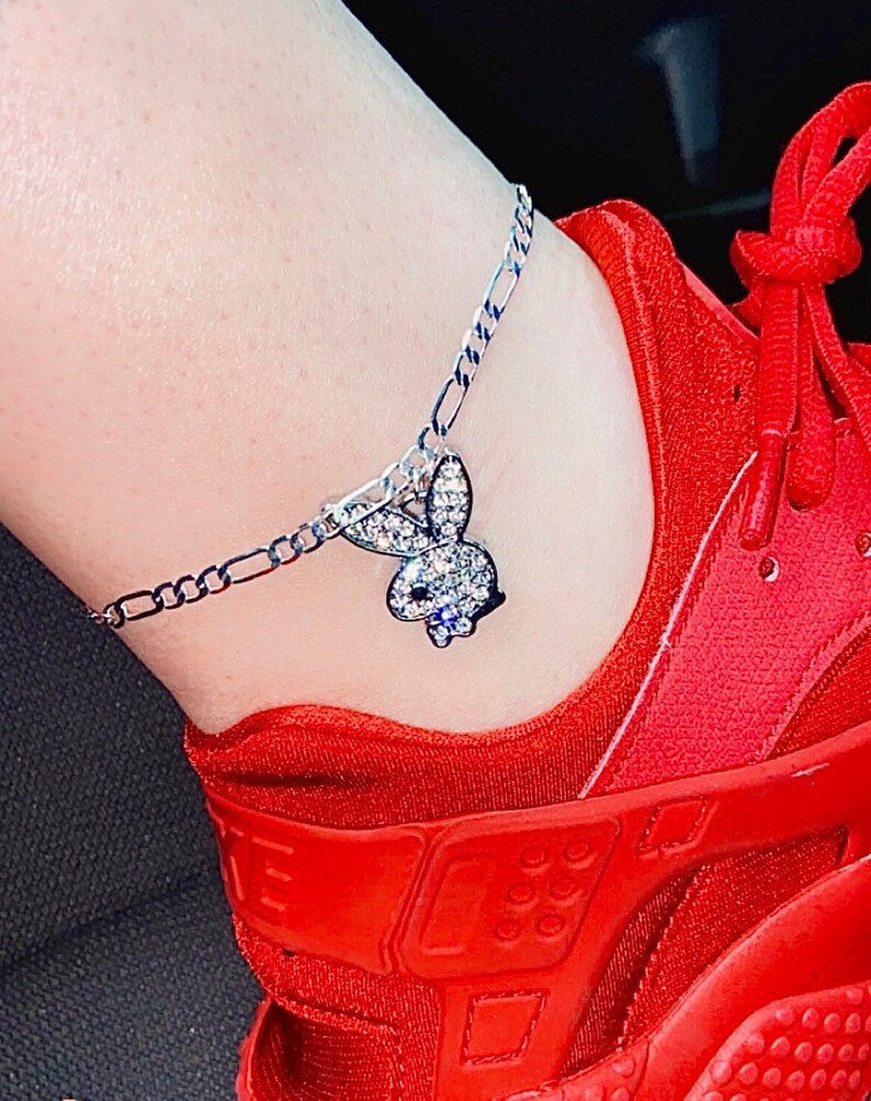 Iced Playboy Bunny Figaro Curb Ankle Bracelet Y2K 2000s Etsy