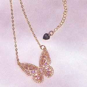 Butterfly Diamond Necklace - VSCO minimal Diamond Iced Out Butterfly - Baddie Instagram