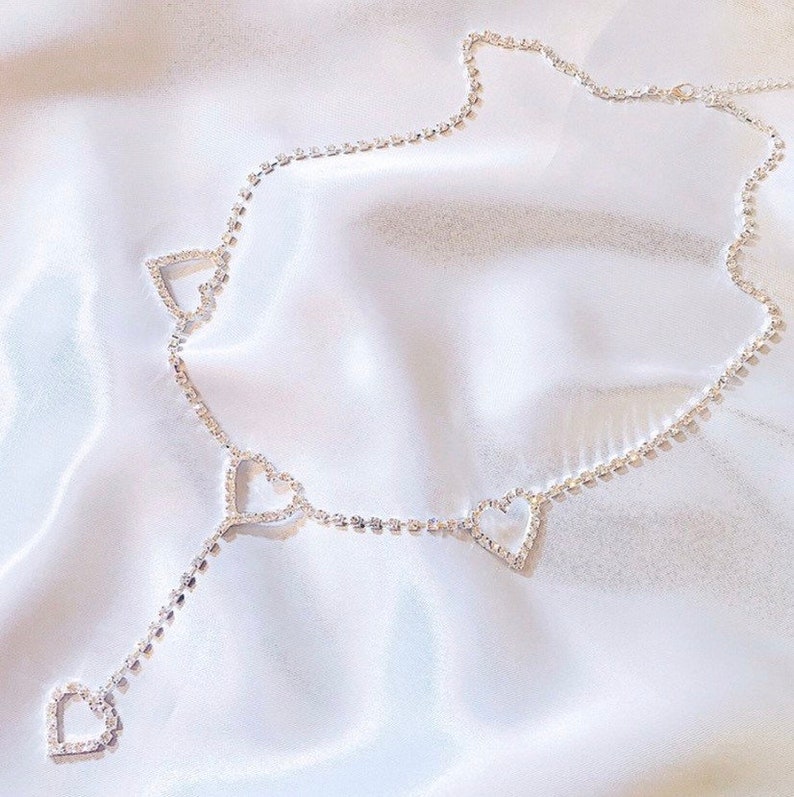 Silver Heart Y2K 2000S Belly Waist Chain Diamond Belt Baddie Etsy