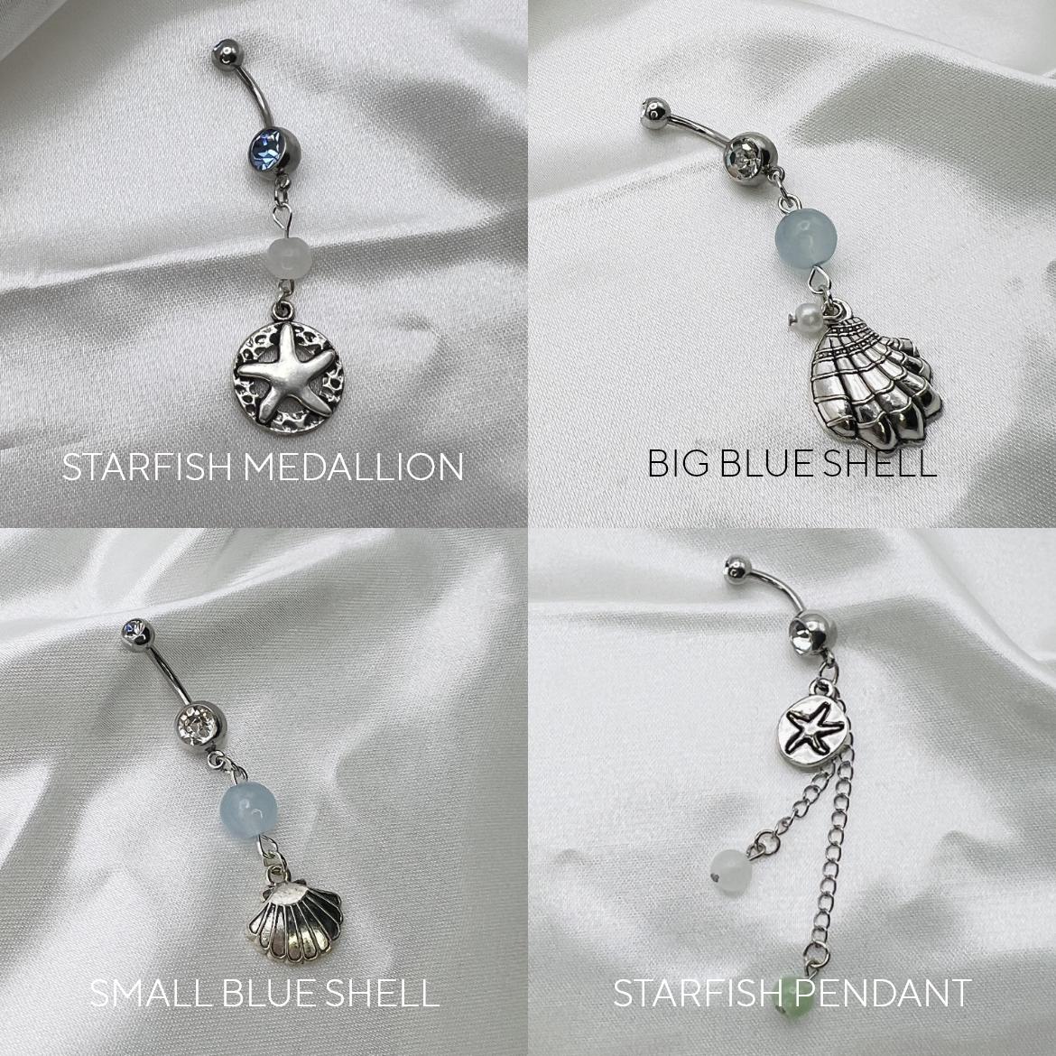 Belly Shell Beachy Belly Button Rings | 14G Shell Starfish Dainty Minimalist Navel ...