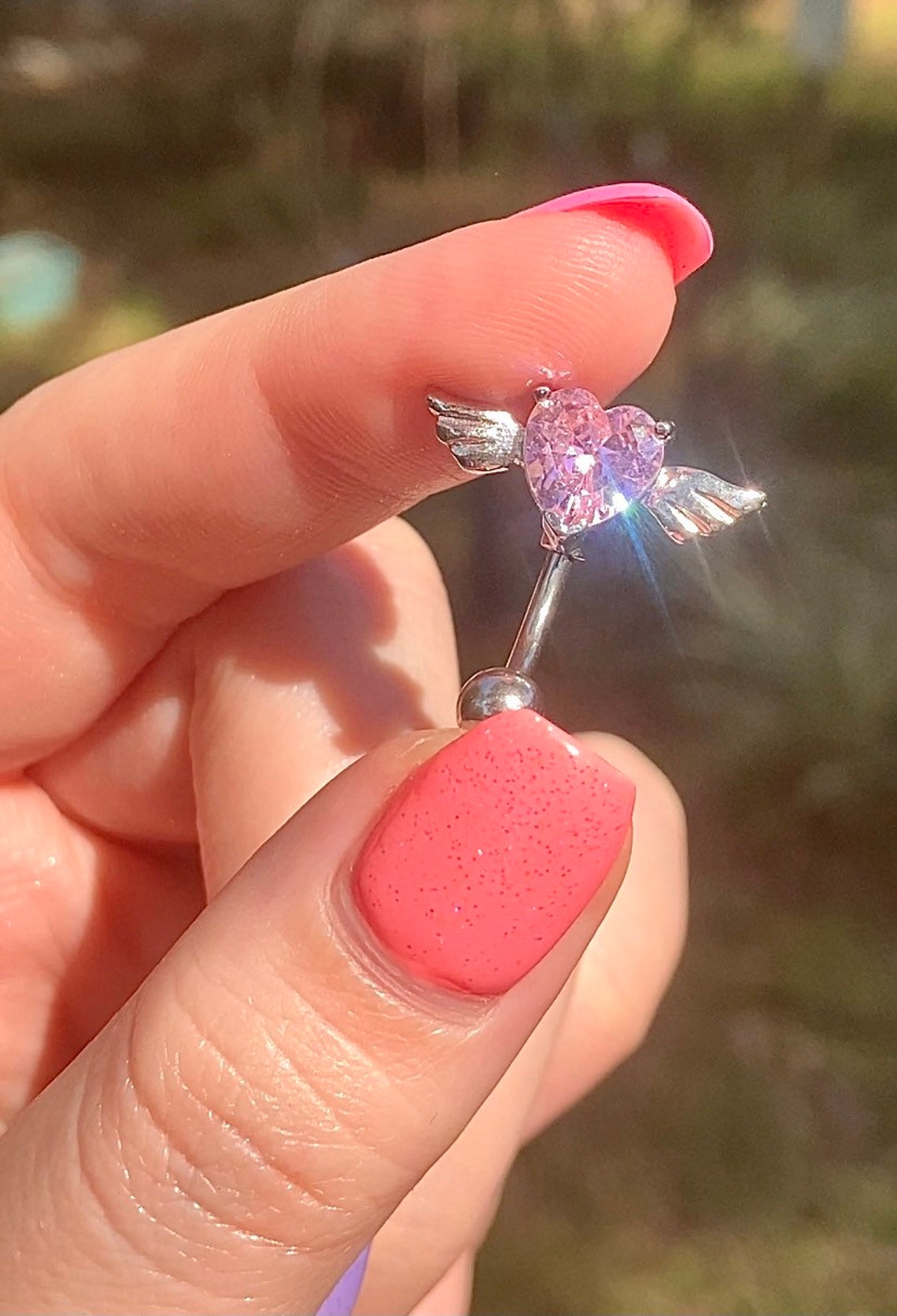 Upside Down Heart Belly Button Ring Y2K 2000s Sparkly Body Etsy