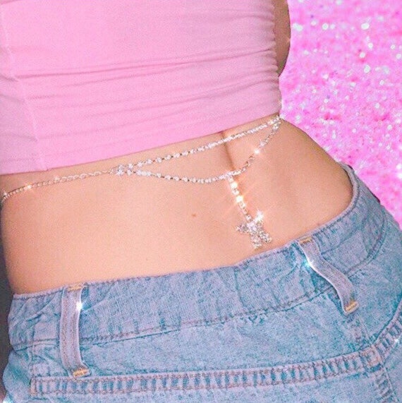 Cute Butterfly Waist Chain Belt Y2K 2000s Belly Chain Belt Baddie