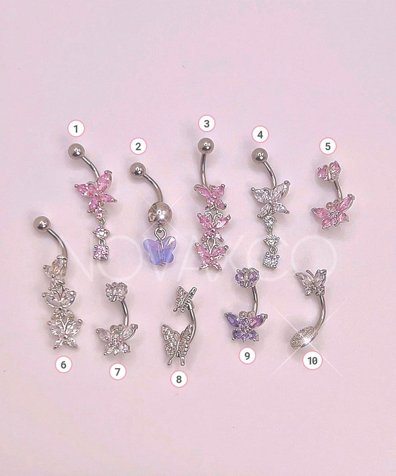Butterfly Belly Button Ring Y2K 2000s Sparkly Body Jewelry Etsy