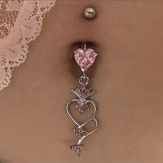 Pink Heart Belly Button Ring Bratz Y2k 2000s Aesthetic Body Etsy