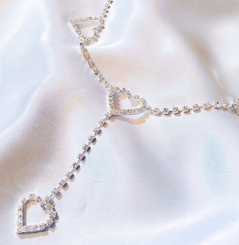 Silver Heart Y2K 2000S Belly Waist Chain Diamond Belt Baddie Etsy