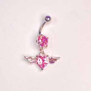 Angel Heart Belly Button Ring Y2K 2000s Sparkly Sexy Body Jewelry Cute ...