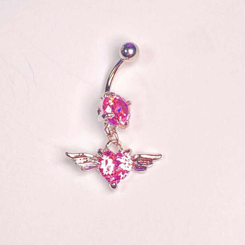Angel Heart Belly Button Ring Y2K 2000s Sparkly Sexy Body Etsy