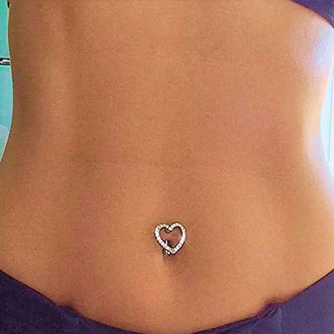 14G 10MM Heart Reverse Belly Button Ring Heart Navel Jewelry Top