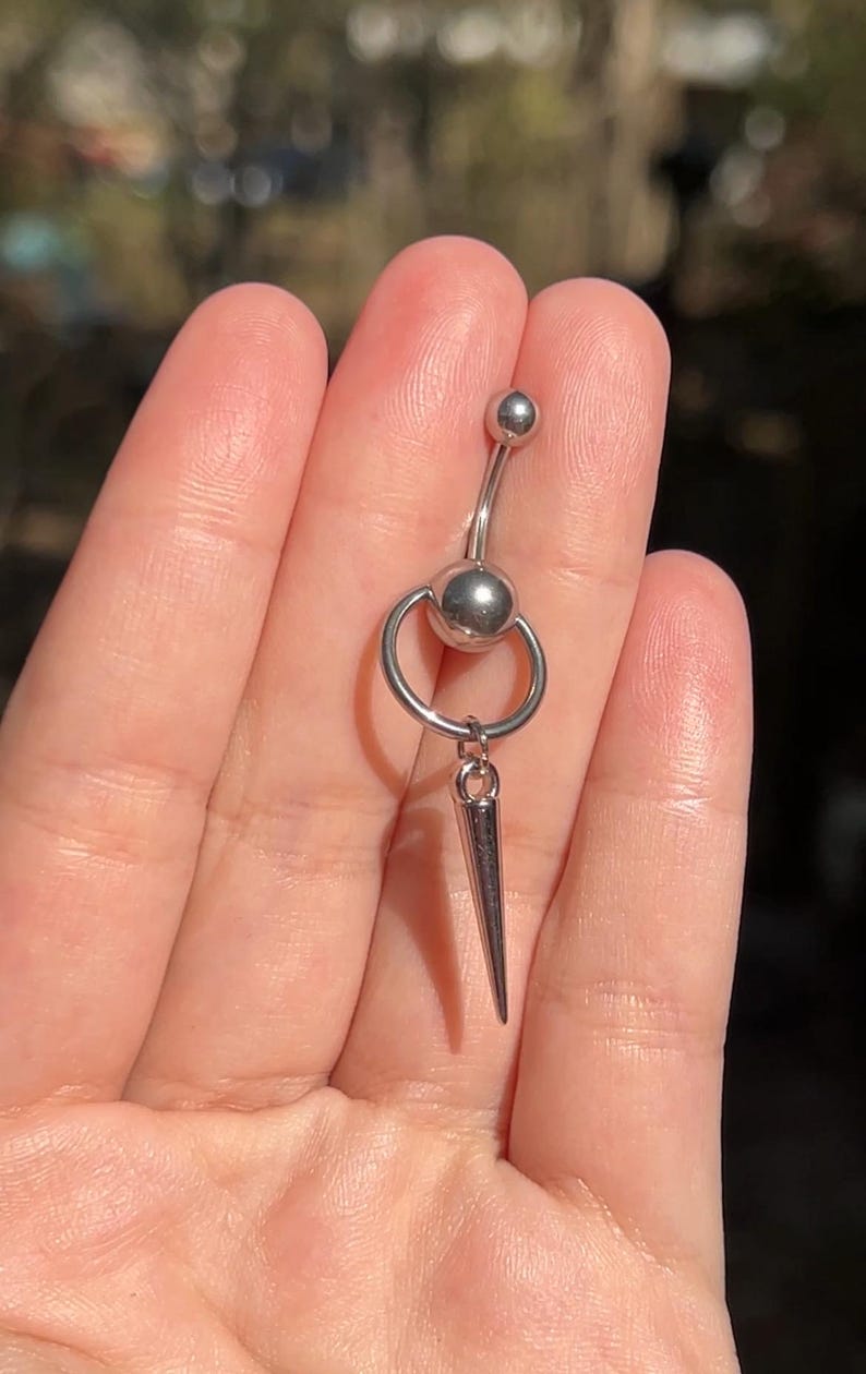 Anneau de nombril en acier chirurgical 14G, tige pendante de 10 mm, 6 mm ou 8 mm. image 4