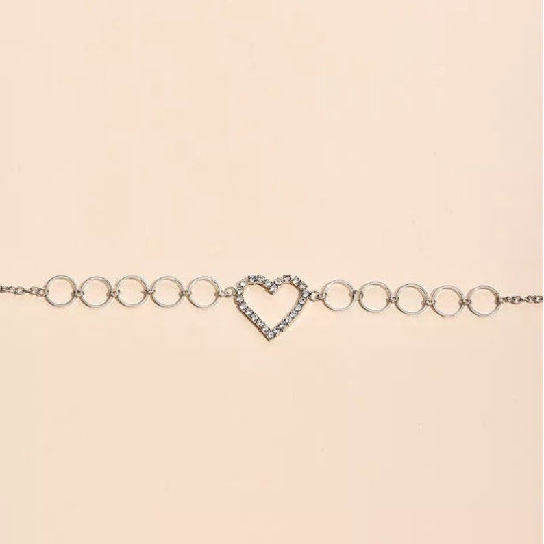 Silver Heart Y2K 2000S Belly Waist Chain Diamond Belt Baddie Etsy