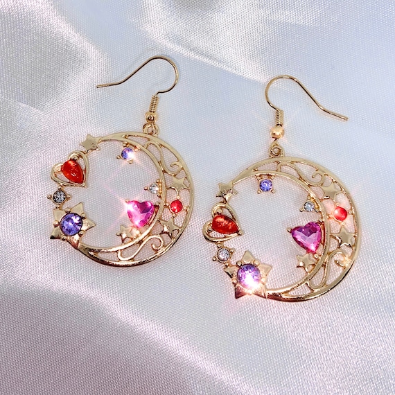 Cute moon earrings clearance