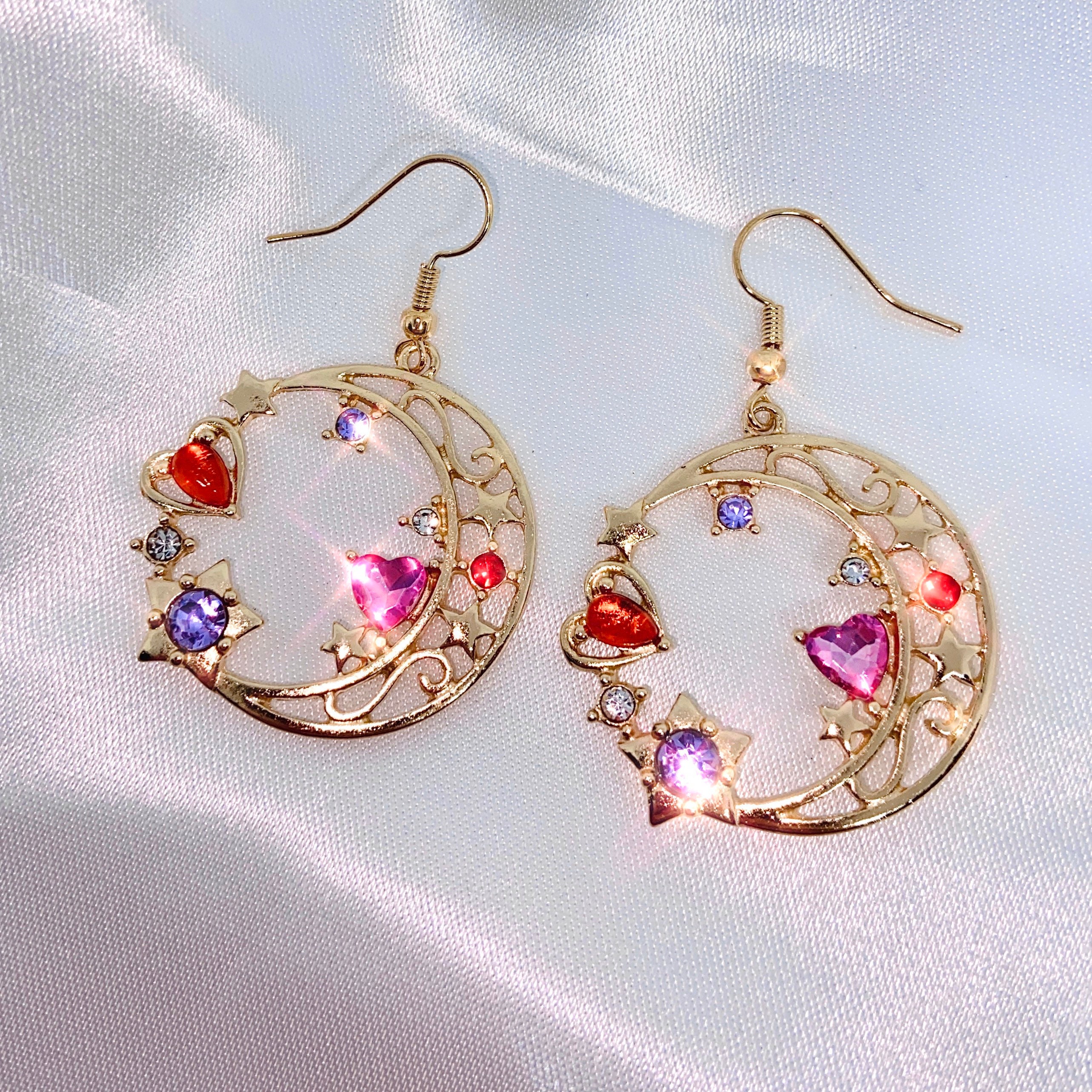 Sailor Moon Style Crescent Moon Hoop Earrings - Feminine Cute Jewelry…