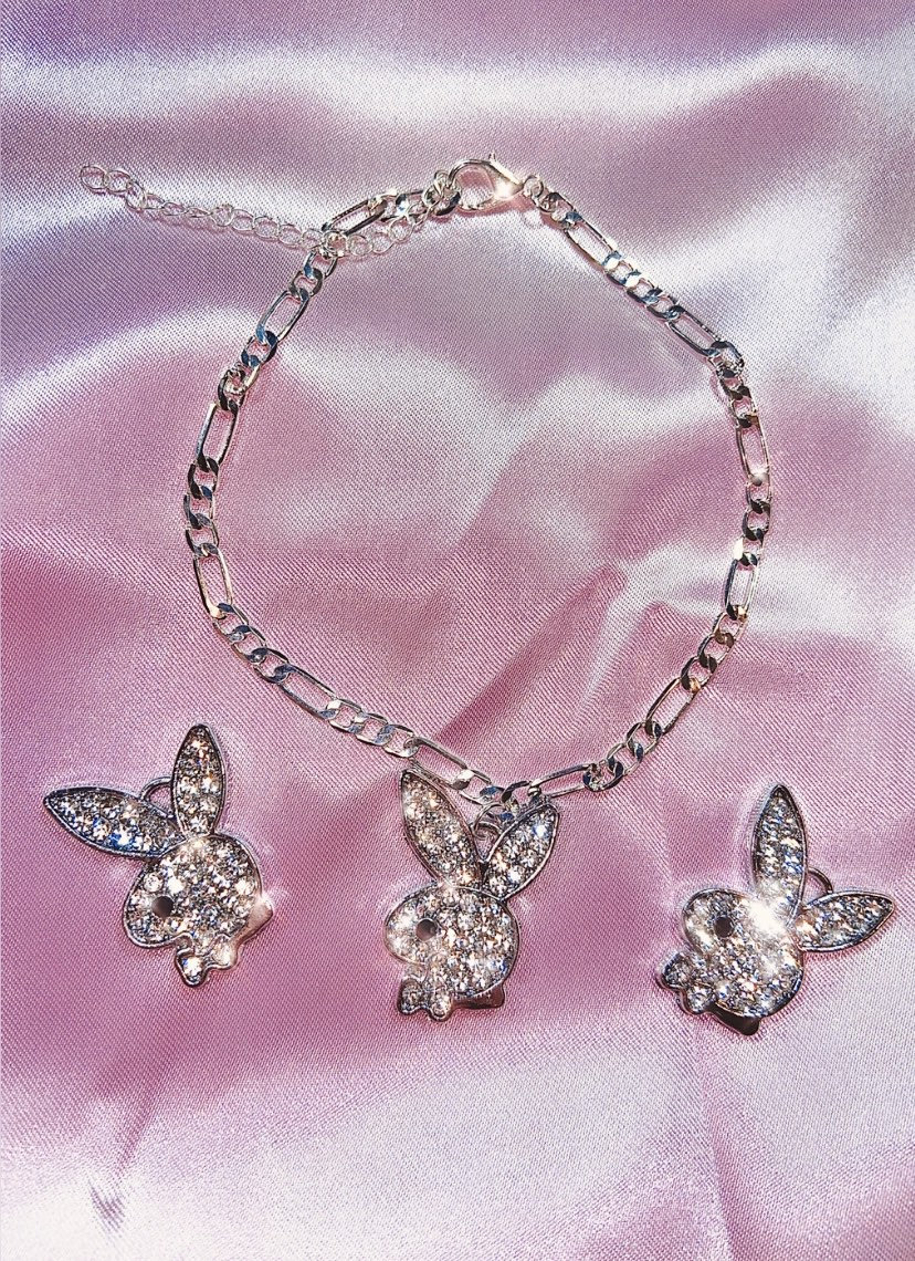 Iced Playboy Bunny Figaro Curb Ankle Bracelet Y2K 2000s Etsy