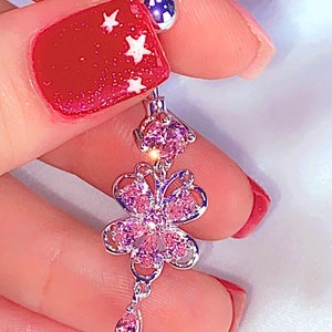 Flower Butterfly Baby Belly Button Ring Body Jewelry Baddie Aesthetic Pink Navel Piercing Y2k 00s Angel image 3