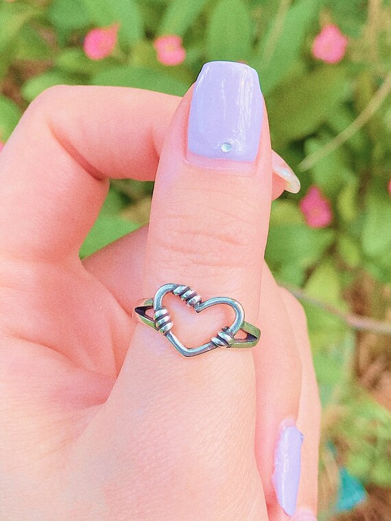Barb Wire Heart Ring Adjustable Unisex 