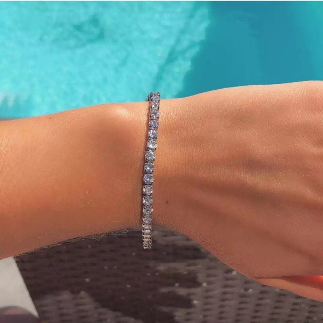 3mm Tennis Bracelet Iced Out Diamond Tennis Chain Bracelet Etsy