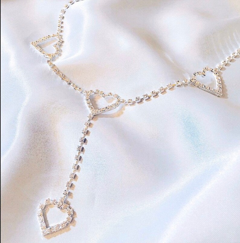 Silver Heart Y2K 2000S Belly Waist Chain Diamond Belt Baddie Etsy