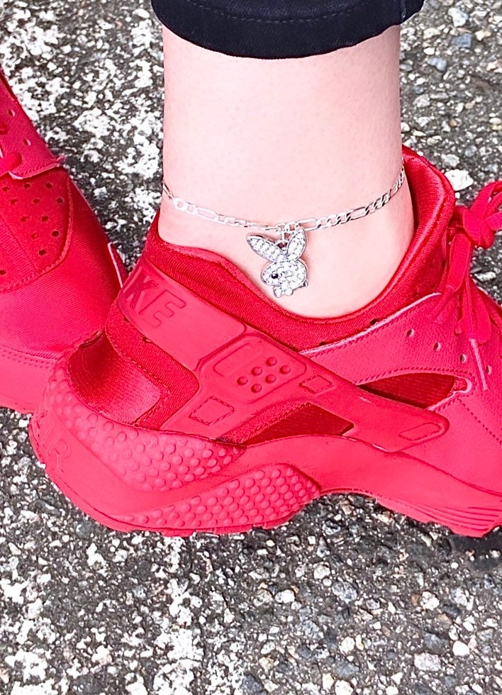 Iced Playboy Bunny Figaro Curb Ankle Bracelet Y2K 2000s Etsy