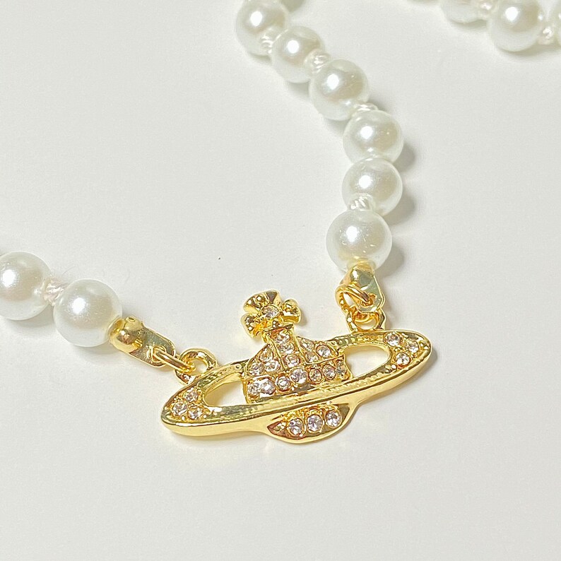 Y2K PEARL NECKLACE Celestial Orb Cosmic Necklace Etsy