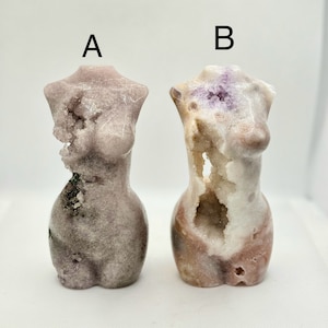 Pink/Purple Amethyst Goddess carving | Pink Amethyst Sculpture Stone | Universal Guidance | Lady Body Carving | Crystal Goddess | Third Eye