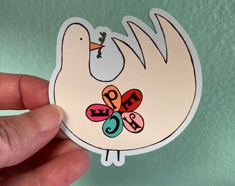 Mid Century Inspired Art Peace Dove Kitchen Magnet Inspired by My Art Piece "Peace Dove" measures 3" in width Retro Design