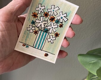 Collectible Trading Card Art Artist Card Edition Original ACEO "Don't Stop Believin'"" 2.5" x3.5" Hand Painted Acrylic Small Art