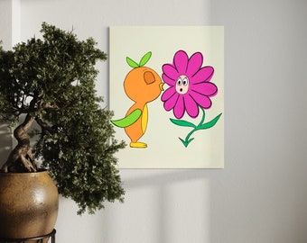 Mid Century Inspired Disneyland Art Illustration Style Orange Bird "Give Me a Kiss" Giclée Disney Prints Retro Original Art Animation Poster