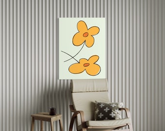 Mid Century Yellow Daisy Groovy Flowers Art inspired Illustration Style "Oops a Daisy" 1960s Giclée Prints Retro Original Artist