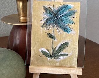 Collectible Trading Card Art Artist Card Edition Original ACEO "Mid Century Dreams" 2.5" x3.5" Hand Painted Acrylic Small Art