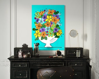 Mid Century Inspired Art Illustration 1960s Style "Circus" Giclée Flower Prints Retro Original Art Various sizes Print Poster