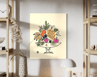 Mid Century Inspired Art Illustration 1960s Style "Tutti Frutti" Giclée Fruit Prints Retro Original Art Various sizes Print Poster