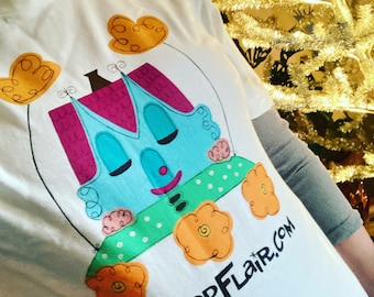 Mid Century Inspired Art Printed T-shirts Tees Mary Blair Inspired Little House Hand Painted Art Retro Artist Tee Shirts Logo Small Medium