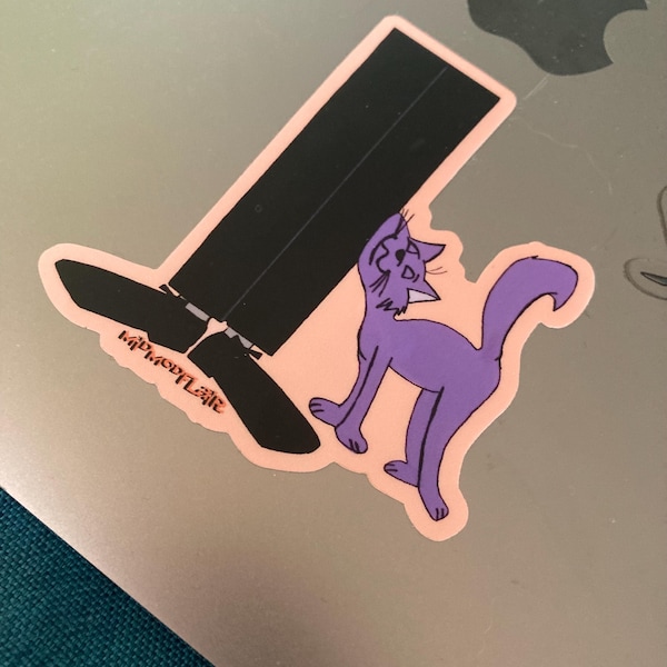 Mid Century Art Vintage Television Bewitched Darrin Sameowtha Cat Retro TV Fan Samantha Stephens Vinyl Sticker Decal  Lap Top Water Bottle