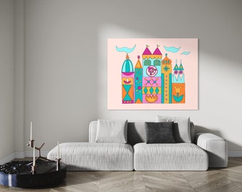 Mid Century Disneyland Art Illustration 1950s Style "It's a Mod World After all" Small World Mary Blair Giclée Disney Prints Retro Original