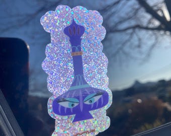 SPARKLY Retro TV I Dream Of Jeannie Bottle "Bottled Up" original art Vinyl Sticker Decal 3" Limited Edition