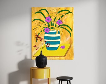 Mid Century Tiki Lily Flower Art Illustration Style "Hawaiian Punch" Tropical Floral Giclée  Prints Retro Original Artist