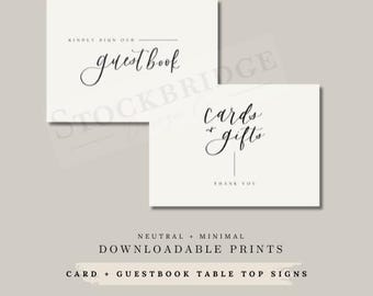 Placa para cartão de casamento e presente + placa para livro de visitas (para impressão)