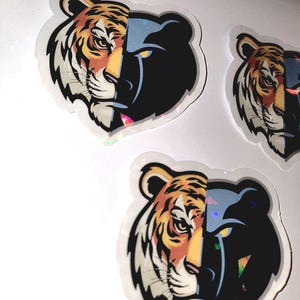 Holographic Memphis Tigers Grizzlies Mashup Sticker - Waterproof Decal