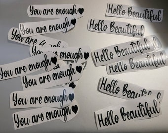 Hello Handsome Rear View Mirror Decal - 4 Inch Wide, Gloss Finish, USA Made