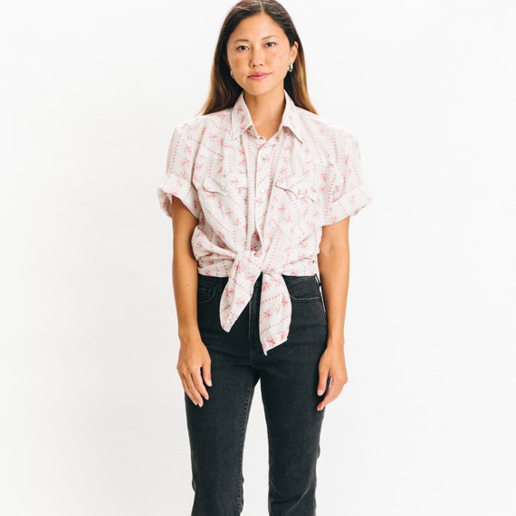 Floral print vintage western collared shirt cowbo… - image 1