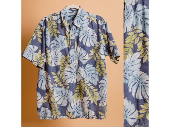 Vintage Aloha Shirt With Monstera Fern 