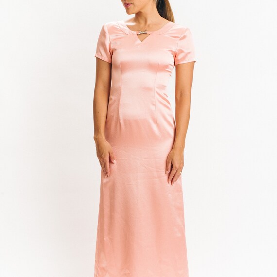 Peach Pink Silk Evening Gown vintage xs xxs 20’s … - image 1