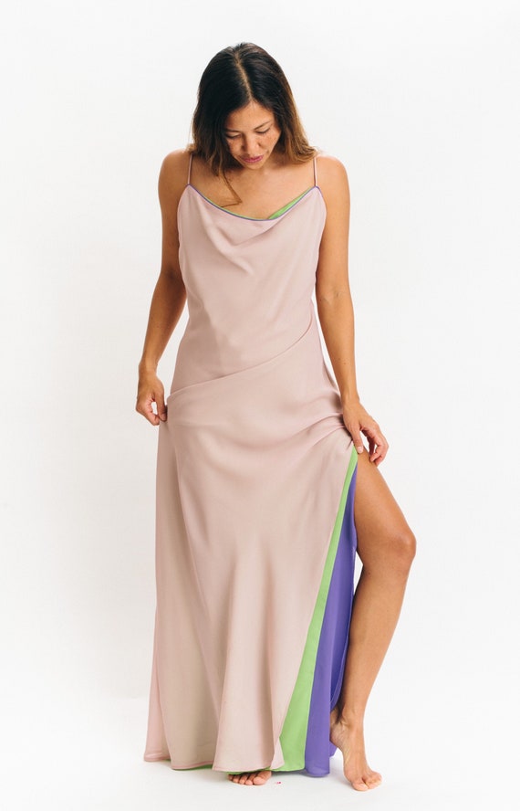 Very 90’s nude mauve spaghetti strap dress with l… - image 1