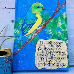 Journal with Bird, Hardcover Journal, Inspirational Notebook, Faith Planner, Bible Study Journal,