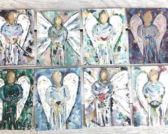 Angel Set: Note Cards, Encouraging Greeting Cards, Blank inside Faith Note Card Set, Christian Stationary, Thank You Cards