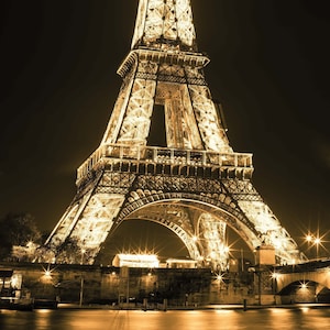 Eiffel Tower Paris France Gold Canvas Metal Print Wall Art Picture Home Decor Poster Landmark